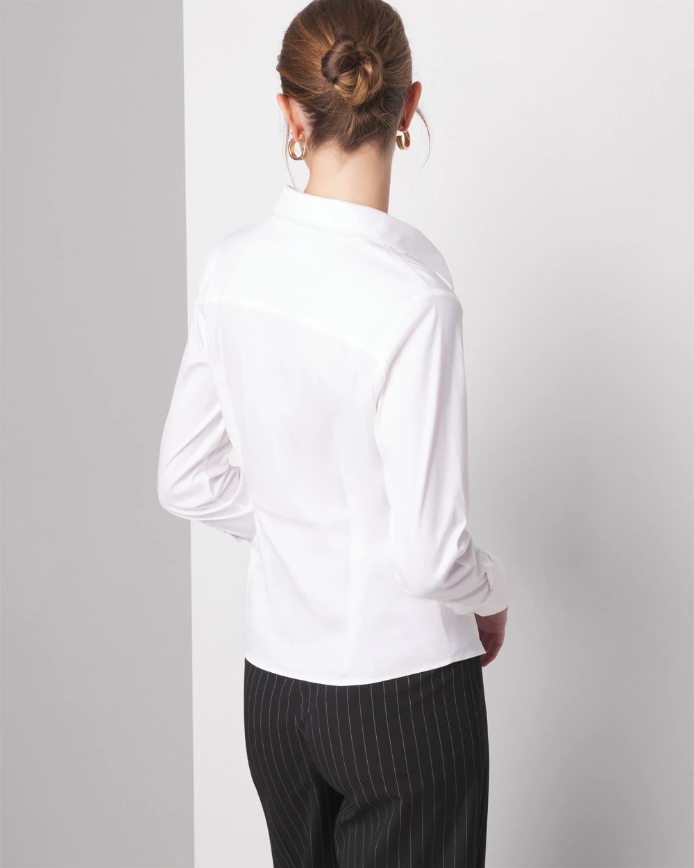 Long Sleeve Surplice Poplin Shirt | White House Black Market